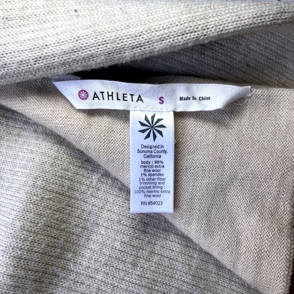 Athleta Hooded Merino Wool Blend Cardigan Longline Open Front Gray Small - Picture 6 of 8